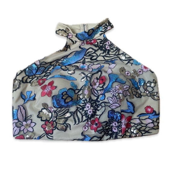 VTG Social Code Sequin Halter Top Cropped Size 11 Medium - Picture 13 of 13